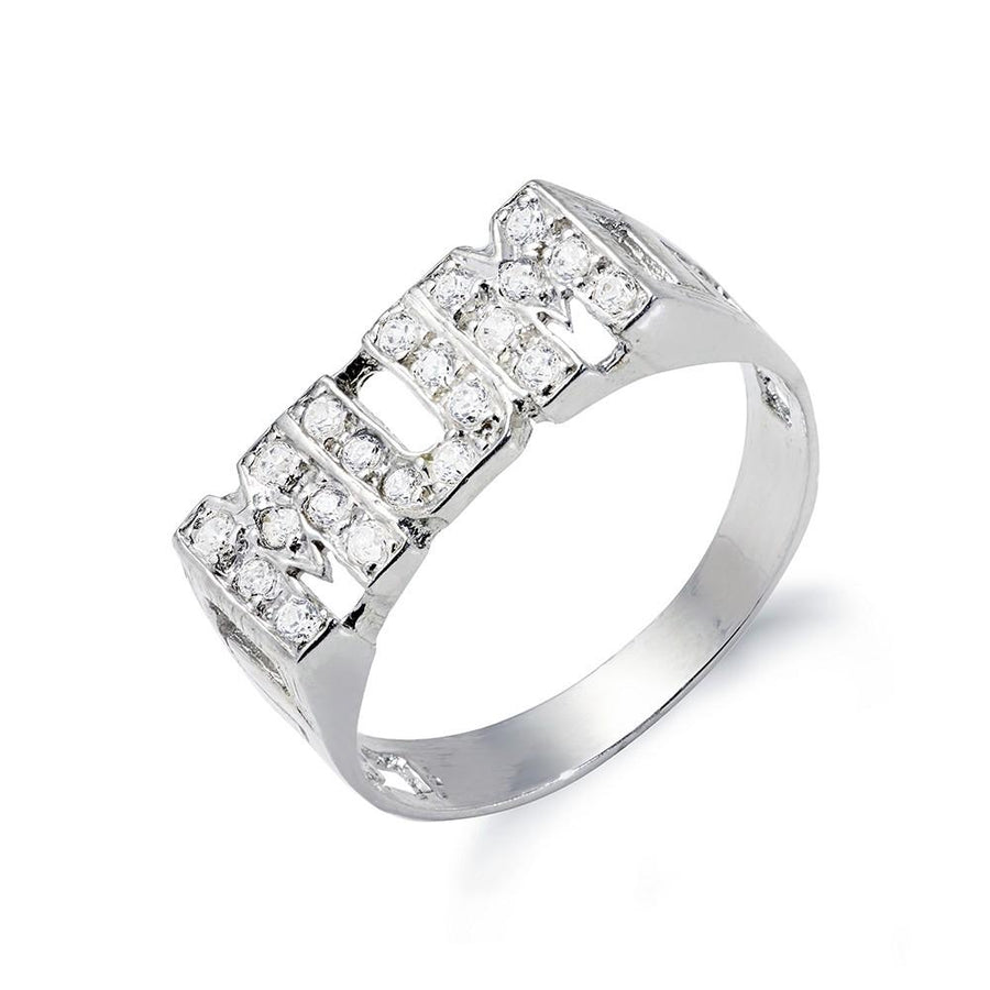 925 Sterling Silver CZ Mum Ring with Curbed Sides 2.8g - My Jewel World