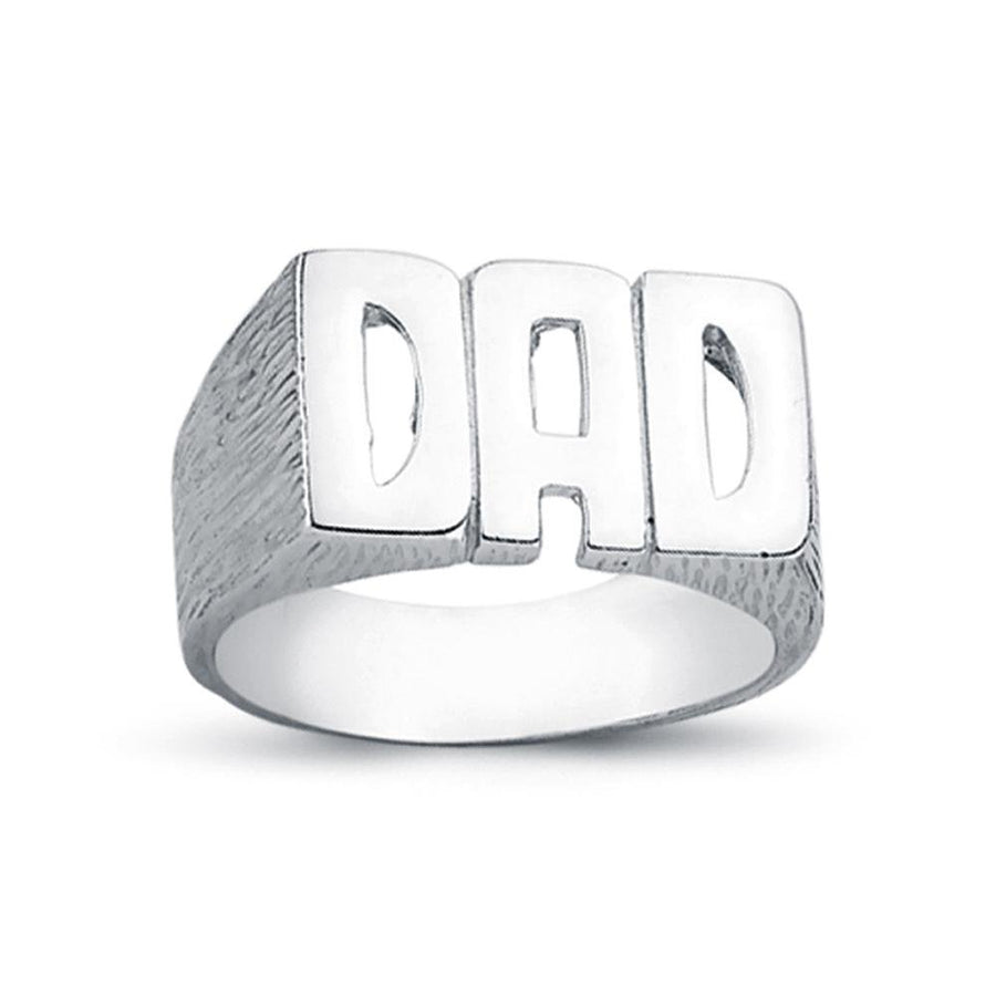 925 Sterling Silver Dad Ring with Barked Sides 6.8g - My Jewel World