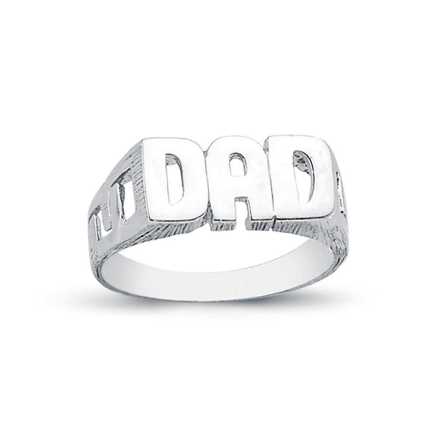 925 Sterling Silver Dad Ring with Curbed Sides 3.9g - My Jewel World