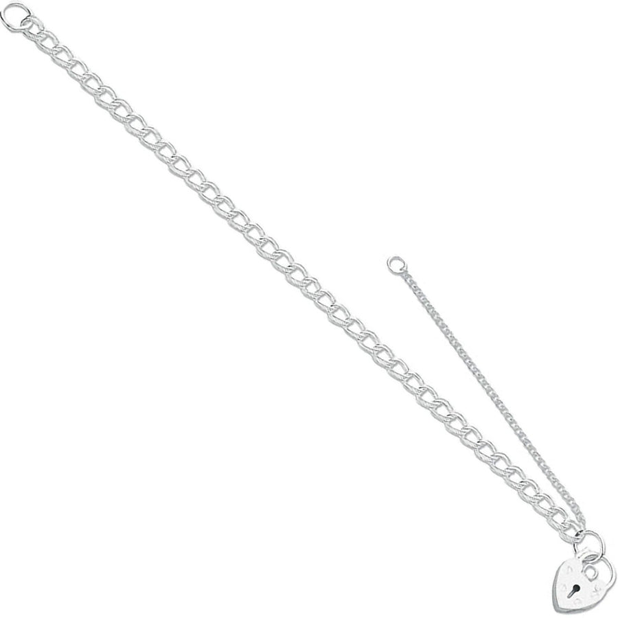 925 Sterling Silver Double Link Charm Bracelet 4.7g - My Jewel World