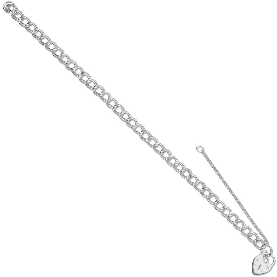 925 Sterling Silver Double Link Charm Bracelet 8.0g - My Jewel World