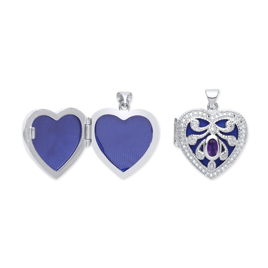 925 Sterling Silver Love Heart Shaped Locket Pendant Necklace - My Jewel World