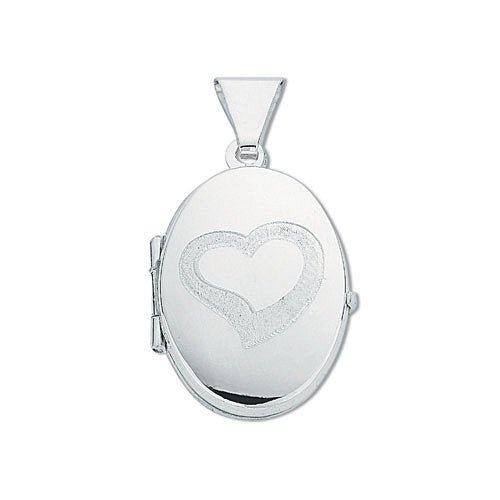 925 Sterling Silver Oval Shaped Heart Locket Pendant Necklace - My Jewel World