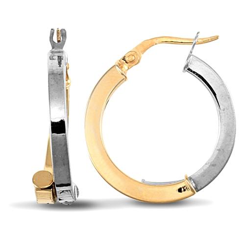 9ct 2 Tone Gold 2.5mm Crossover Hoop Earrings 21mm - My Jewel World