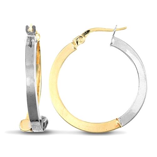 9ct 2 Tone Gold 2.5mm Crossover Hoop Earrings 25mm - My Jewel World