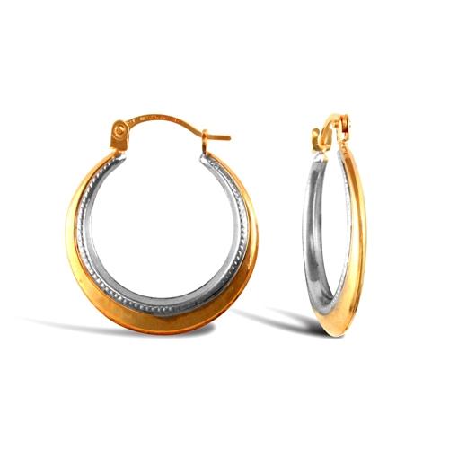 9ct 2 Tone Gold Creole Hoop Earrings 18x20mm - My Jewel World