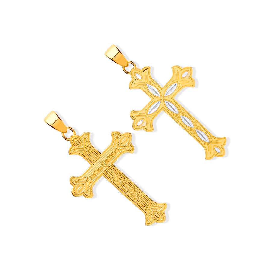 9ct 2 Tone Gold Cross Pendant Necklace 1.1g - My Jewel World
