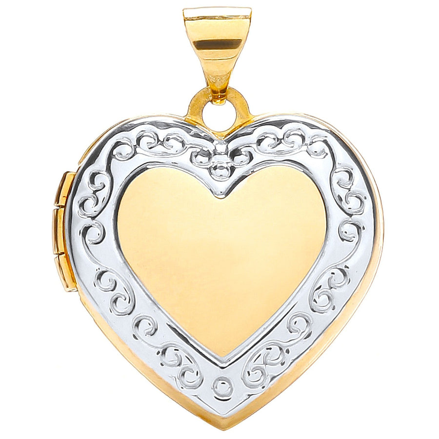 9ct 2 Tone Gold Heart Shaped Locket Pendant Necklace - My Jewel World