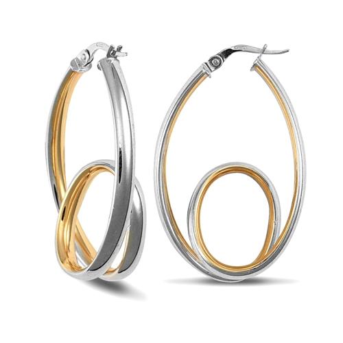 9ct 2 Tone Gold Polished Looped Hoop Earrings 25x39mm - My Jewel World