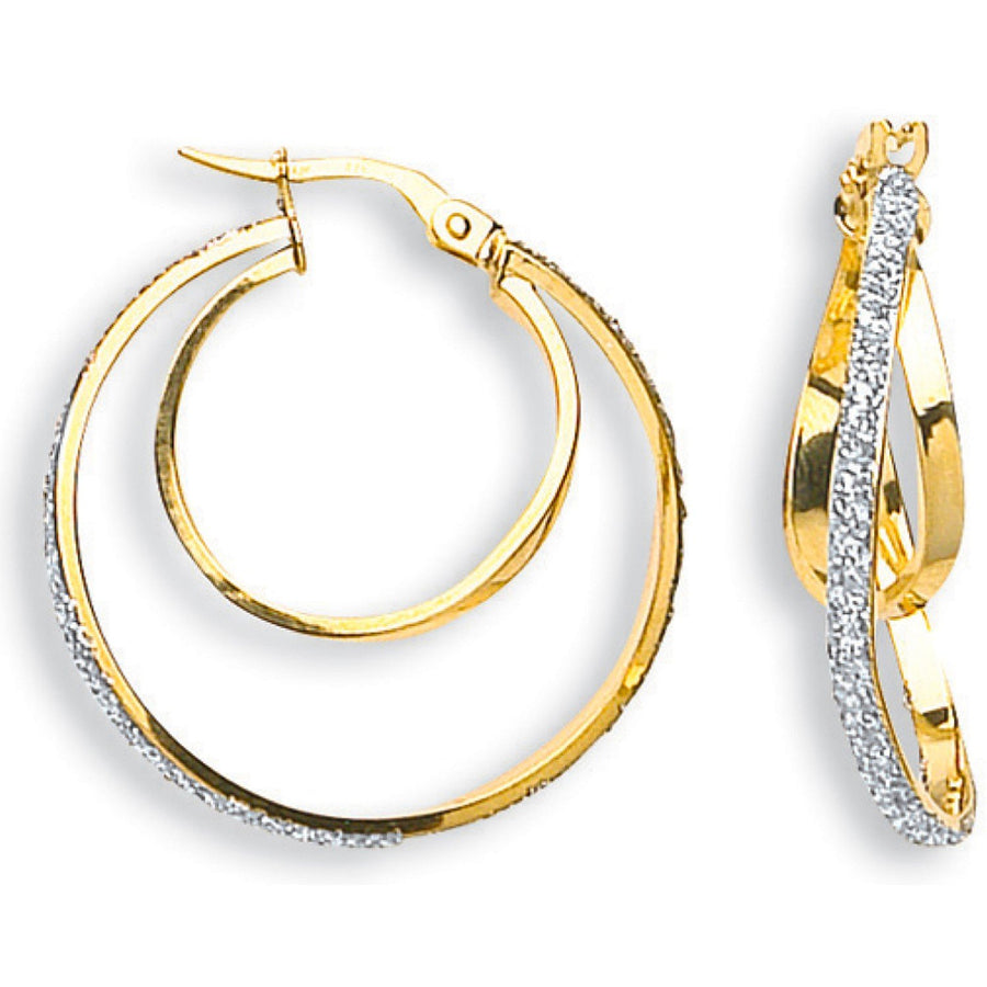 9ct 2 Tone Gold Polished Looped Hoop Earrings 28x29mm - My Jewel World