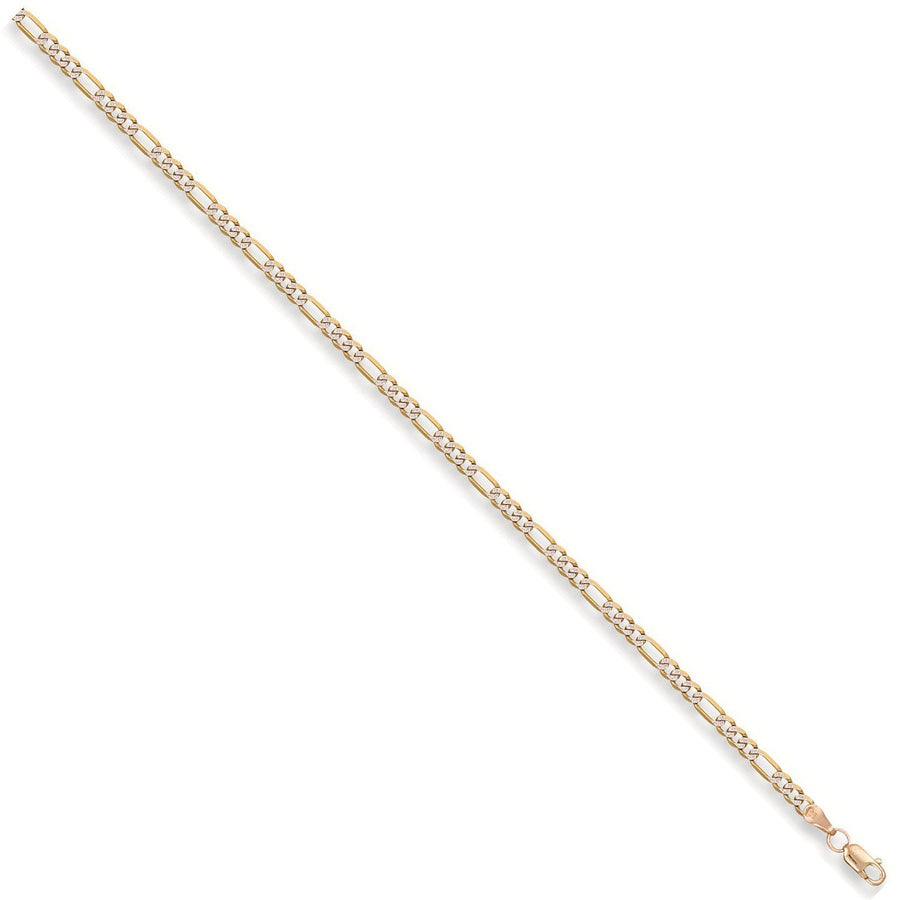 9ct 2 Tone Gold Solid Diamond Cut 3mm 16 Inch Figaro Necklace 5.1g - My Jewel World