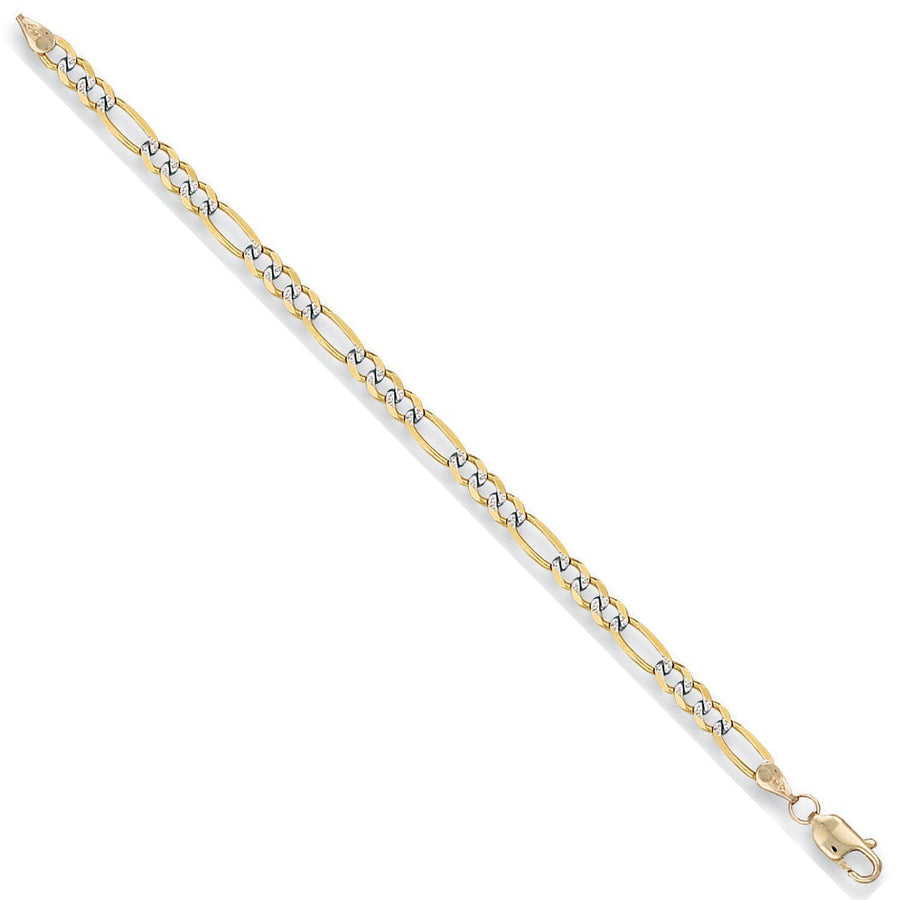 9ct 2 Tone Gold Solid Diamond Cut 4mm 16 Inch Figaro Necklace 8.4g - My Jewel World