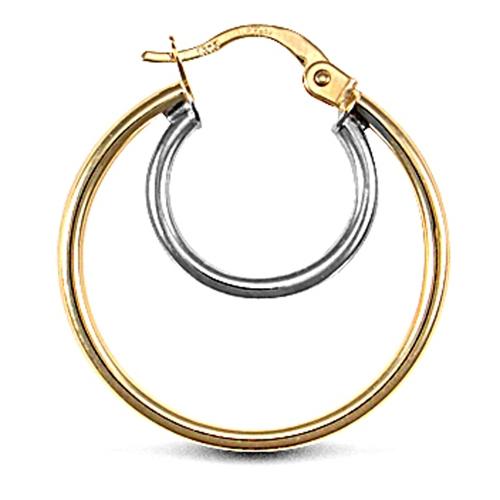 9ct 2 Tone Gold Tiered Hoop Earrings 23mm - My Jewel World