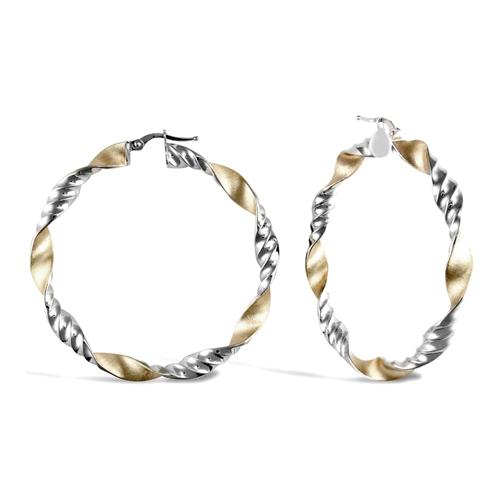 9ct 2 Tone Gold Twisted 5mm Hoop Earrings 50mm - My Jewel World