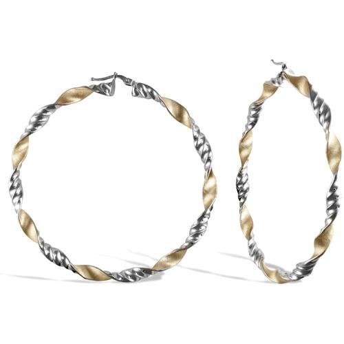 9ct 2 Tone Gold Twisted 5mm Hoop Earrings 69mm - My Jewel World