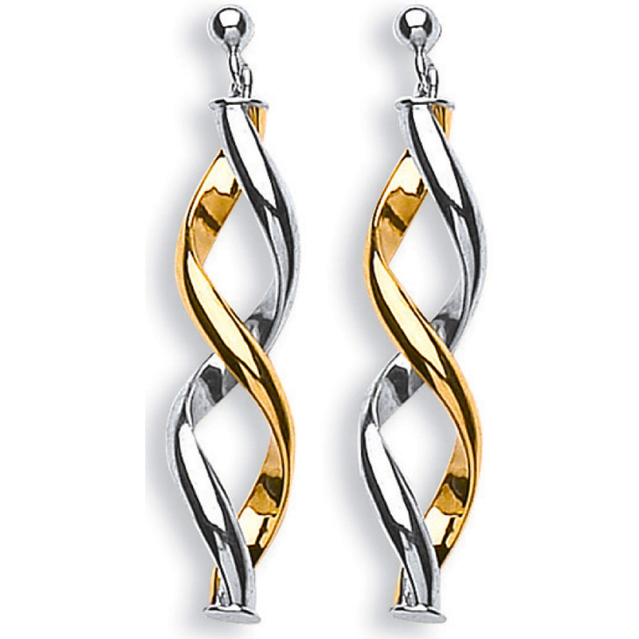 9ct 2 Tone Gold Twisted Style Drop Earrings 2.2g - My Jewel World