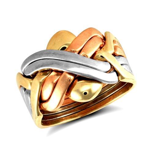 9ct 3 Tone Gold 6 Piece Puzzle Ring - My Jewel World