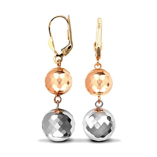 9ct 3 Tone Gold Diamond Cut 2 Ball Drop Earrings 4.1g - My Jewel World