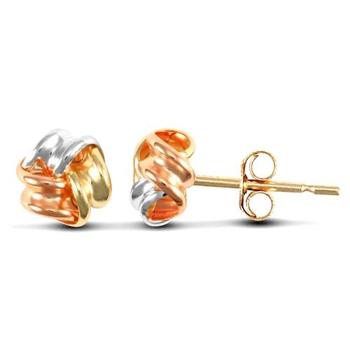 9ct 3 Tone Gold Love Knot Stud Earrings - My Jewel World