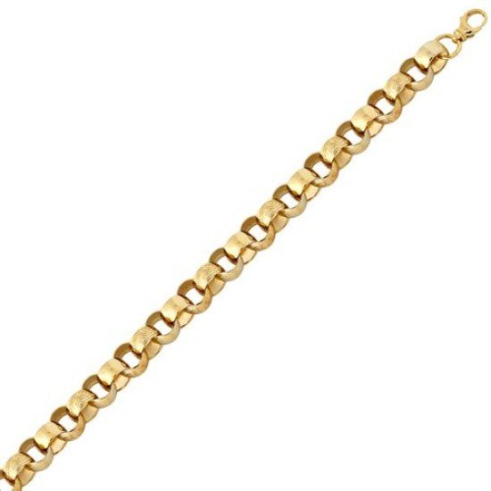 9ct Gold Solid 14.5mm 9 Inch Plain & Patterned Belcher Bracelet 51.9g - My Jewel World