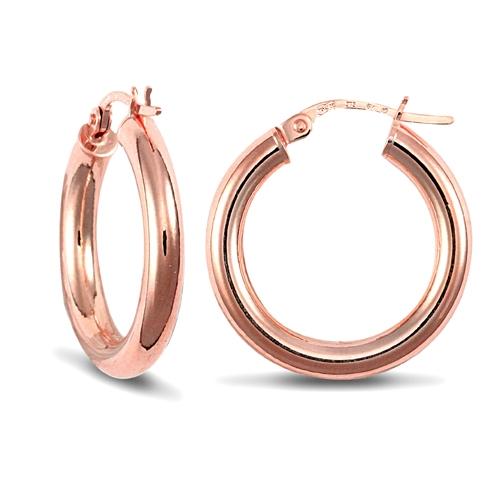 9ct Rose Gold 3mm Polished Hoop Earrings 20mm - My Jewel World