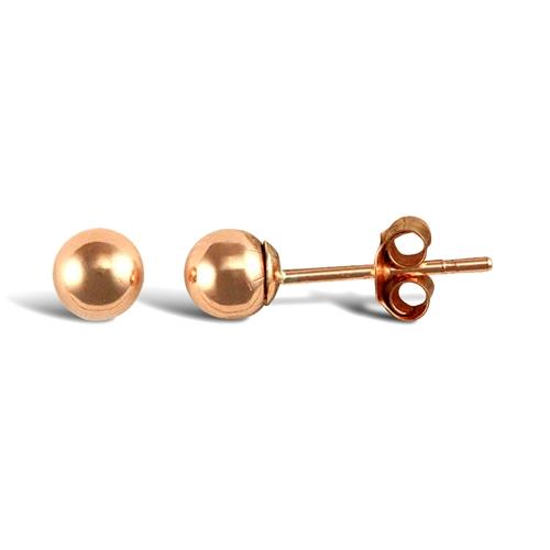 9ct Rose Gold Plain Polished Ball Stud Earrings 4mm - My Jewel World