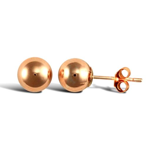 9ct Rose Gold Plain Polished Ball Stud Earrings 6mm - My Jewel World