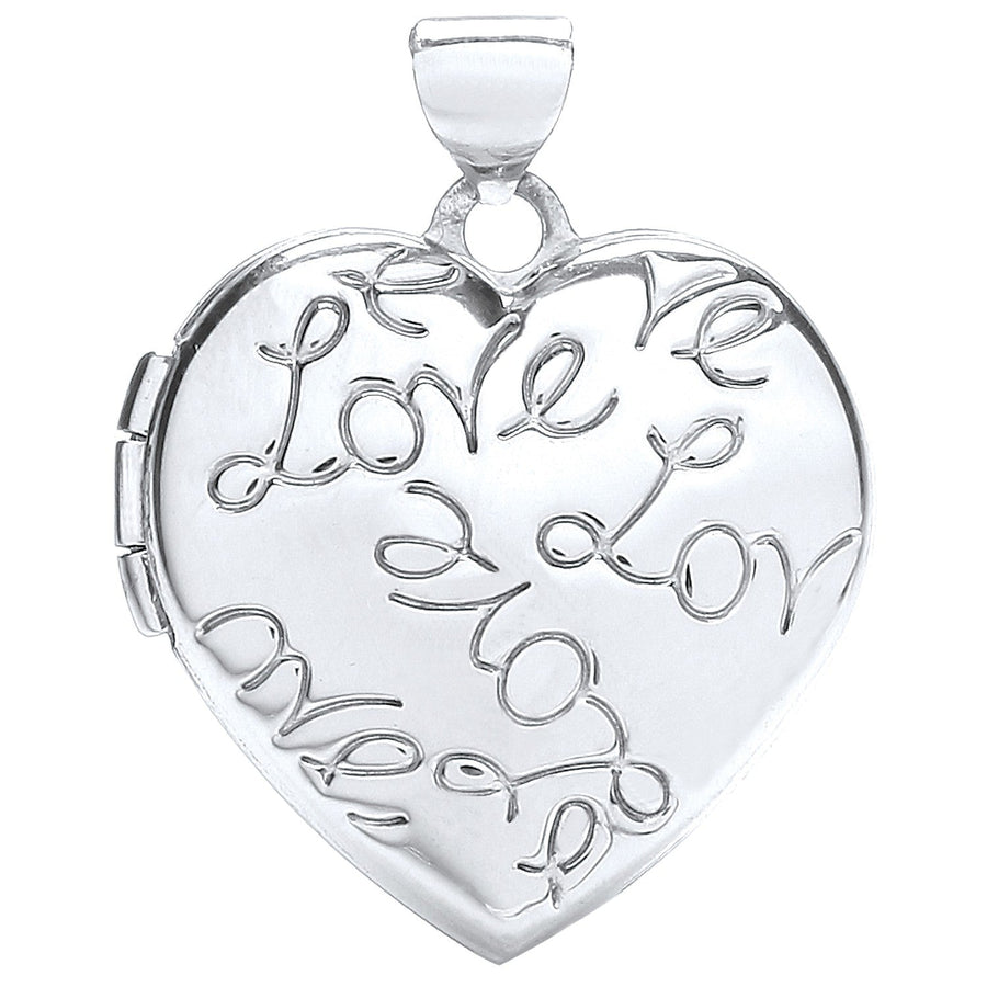 9ct White Gold Heart Shaped Love Locket Pendant Necklace - My Jewel World