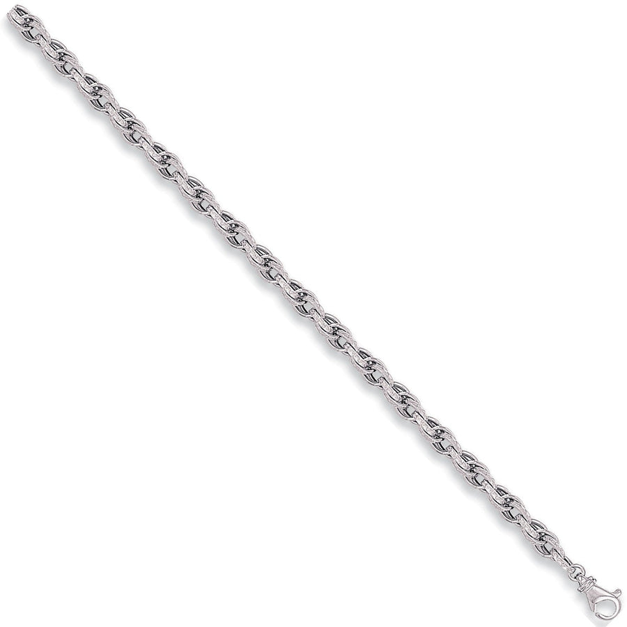 9ct White Gold Hollow 5.6mm 6 Inch Prince of Wales Bracelet 4.7g - My Jewel World