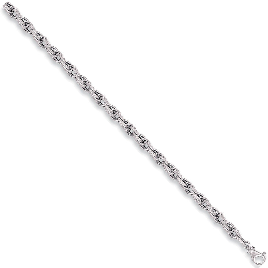 9ct White Gold Hollow 5.6mm 7 Inch Prince of Wales Bracelet 6.0g - My Jewel World