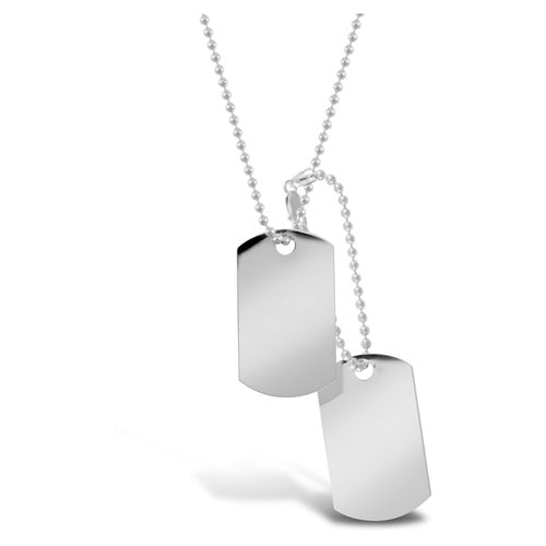 9ct White Gold Military Dog Tags Necklace 25.0g - My Jewel World