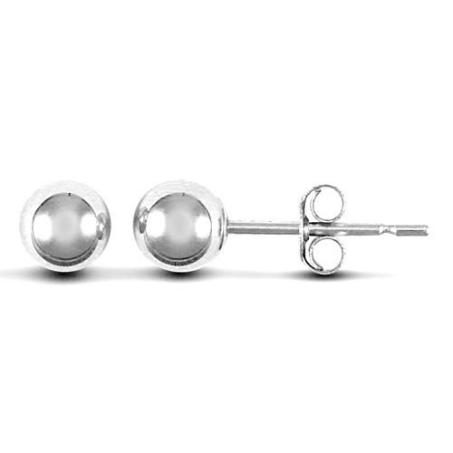 9ct White Gold Plain Polished Ball Stud Earrings 4mm - My Jewel World