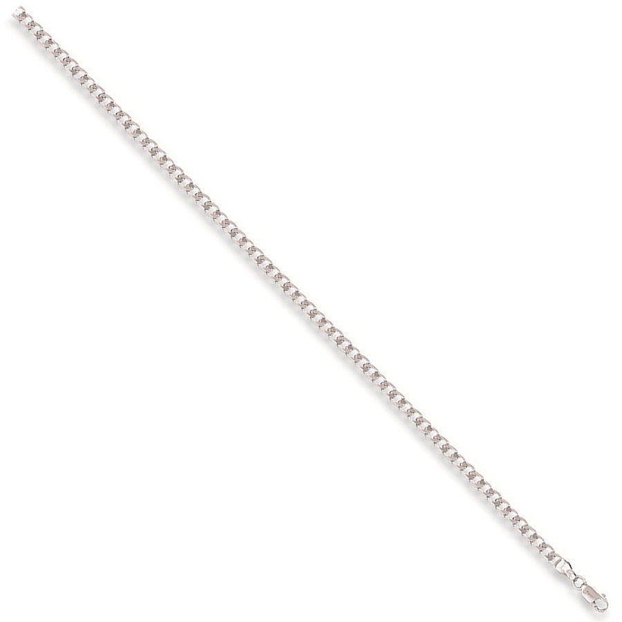 9ct White Gold Solid 3.5mm 16 Inch Curb Necklace 6.4g - My Jewel World