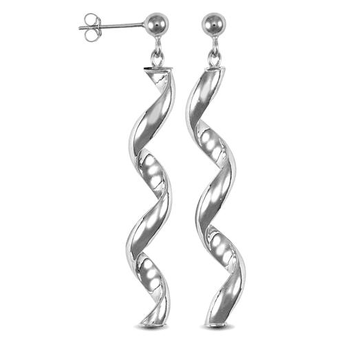 9ct White Gold Twisted Style Drop Earrings 2.1g - My Jewel World