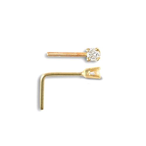 9ct Yellow Gold 0.02ct Claw Set Round Diamond Solitaire Nose Stud - My Jewel World