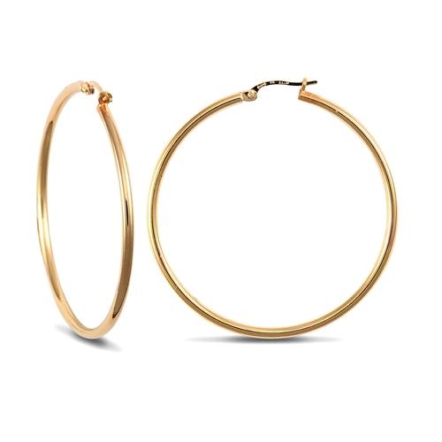 9ct Yellow Gold 2mm Polished Hoop Earrings 45mm - My Jewel World