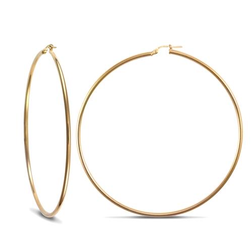 9ct Yellow Gold 2mm Polished Hoop Earrings 73mm - My Jewel World