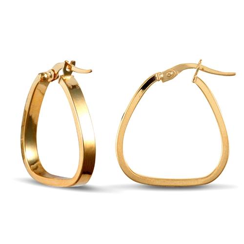 9ct Yellow Gold 2mm Triangle Shaped Flat Polished Hoop Earrings 1.3g - My Jewel World
