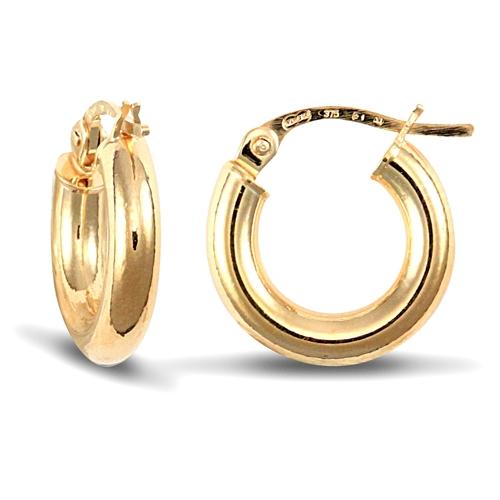 9ct Yellow Gold 3mm Polished Hoop Earrings 13mm - My Jewel World