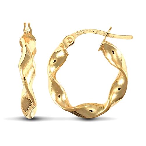 9ct Yellow Gold 3mm Twist Hoop Earrings 15mm - My Jewel World