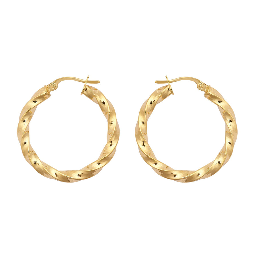 9ct Yellow Gold 3mm Twist Hoop Earrings 26mm 1.4g - My Jewel World