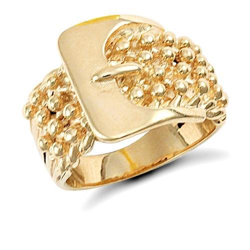 9ct Yellow Gold 4 Row Keeper Buckle Rope Edge Ring - My Jewel World