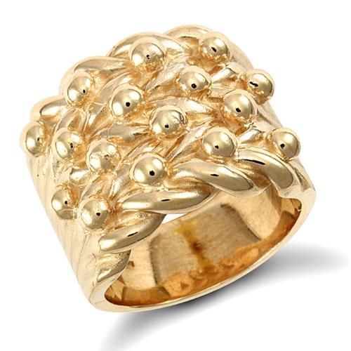 9ct Yellow Gold 4 Row Keeper Rope Edge Ring - My Jewel World