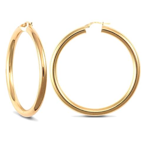 9ct Yellow Gold 4mm Polished Hoop Earrings 37mm - My Jewel World