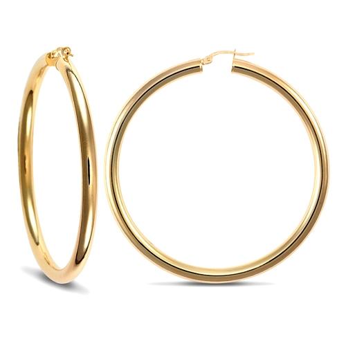 9ct Yellow Gold 4mm Polished Hoop Earrings 57mm - My Jewel World