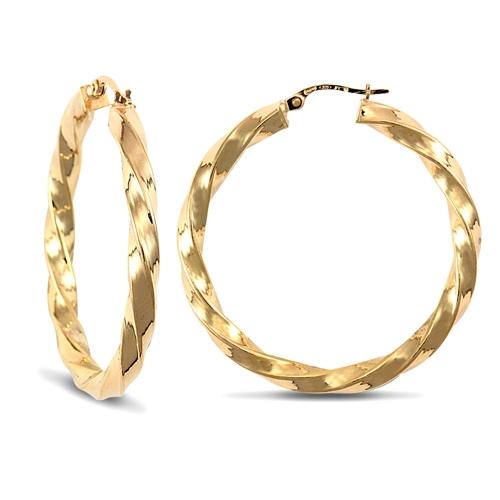 9ct Yellow Gold 4mm Twisted Hoop Earrings 39mm - My Jewel World