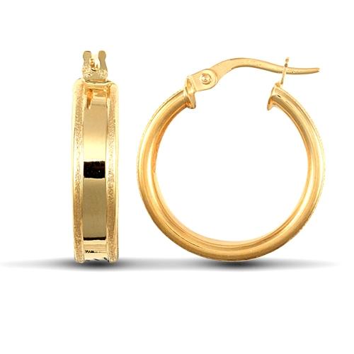9ct yellow Gold 5mm Dual Groove Hoop Earrings 20mm - My Jewel World