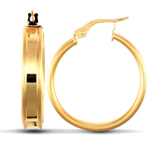 9ct yellow Gold 5mm Dual Groove Hoop Earrings 24mm - My Jewel World