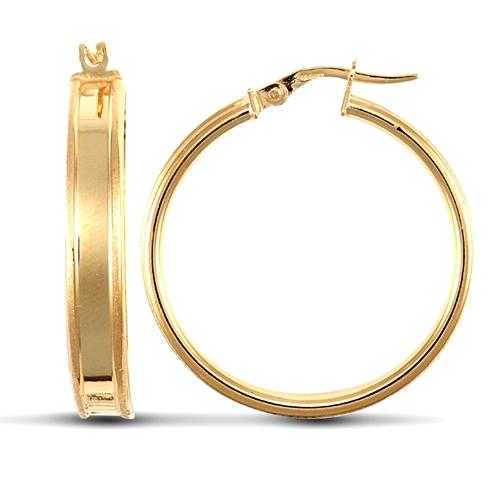 9ct yellow Gold 5mm Dual Groove Hoop Earrings 28mm - My Jewel World