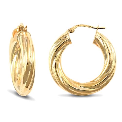 9ct Yellow Gold 5mm Twisted Hoop Earrings 24mm - My Jewel World